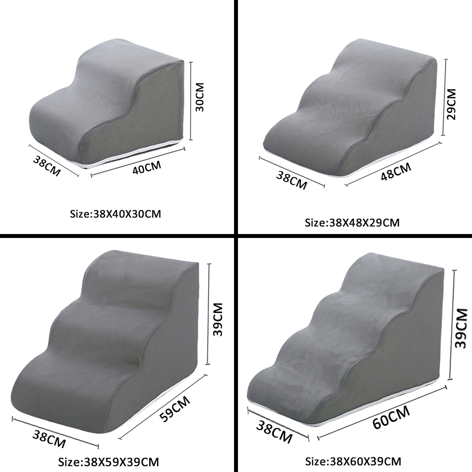 Rampe for hund kjæledyrstige 2 3 4 trinn trapper katt hunderampe sovesofa hundestige sklisikker avtakbar kjæledyrutstyr leker rampe: S / Mørk khaki