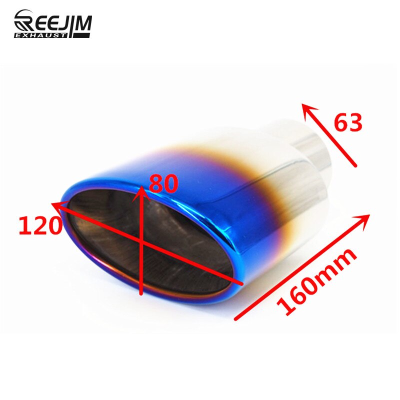 2.5'' inlet Oval Blue Burnt Slanted Stainless Steel Universal car muffler tip car exhaust tip car-stying