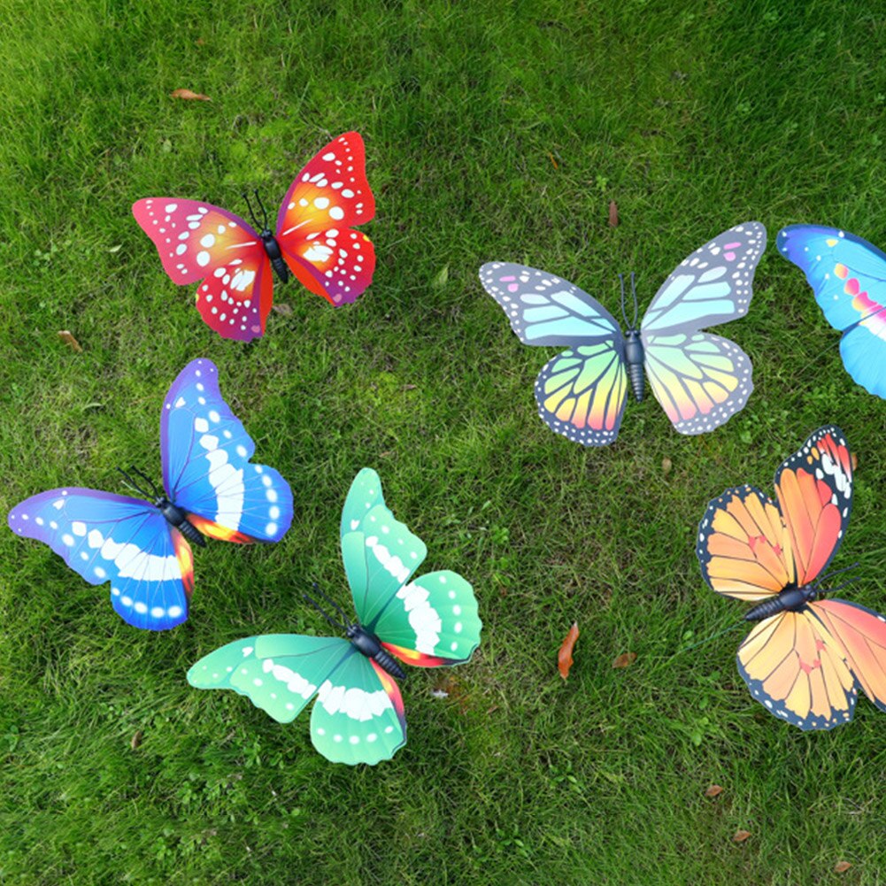 5 stücke Simulation Handwerk Hof 3D Rasen Garten Ornament Pflanze Dekor Bunte drinnen draussen Universal- DIY Hause Schmetterling Einatz
