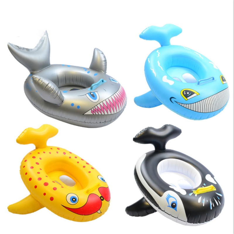 Baby Kids Seat Float Summer Outdoor Beach Pool Inflatable Cartoon Shark Whale Dolphin Swimming Seat Float Boat Water Fun Toys