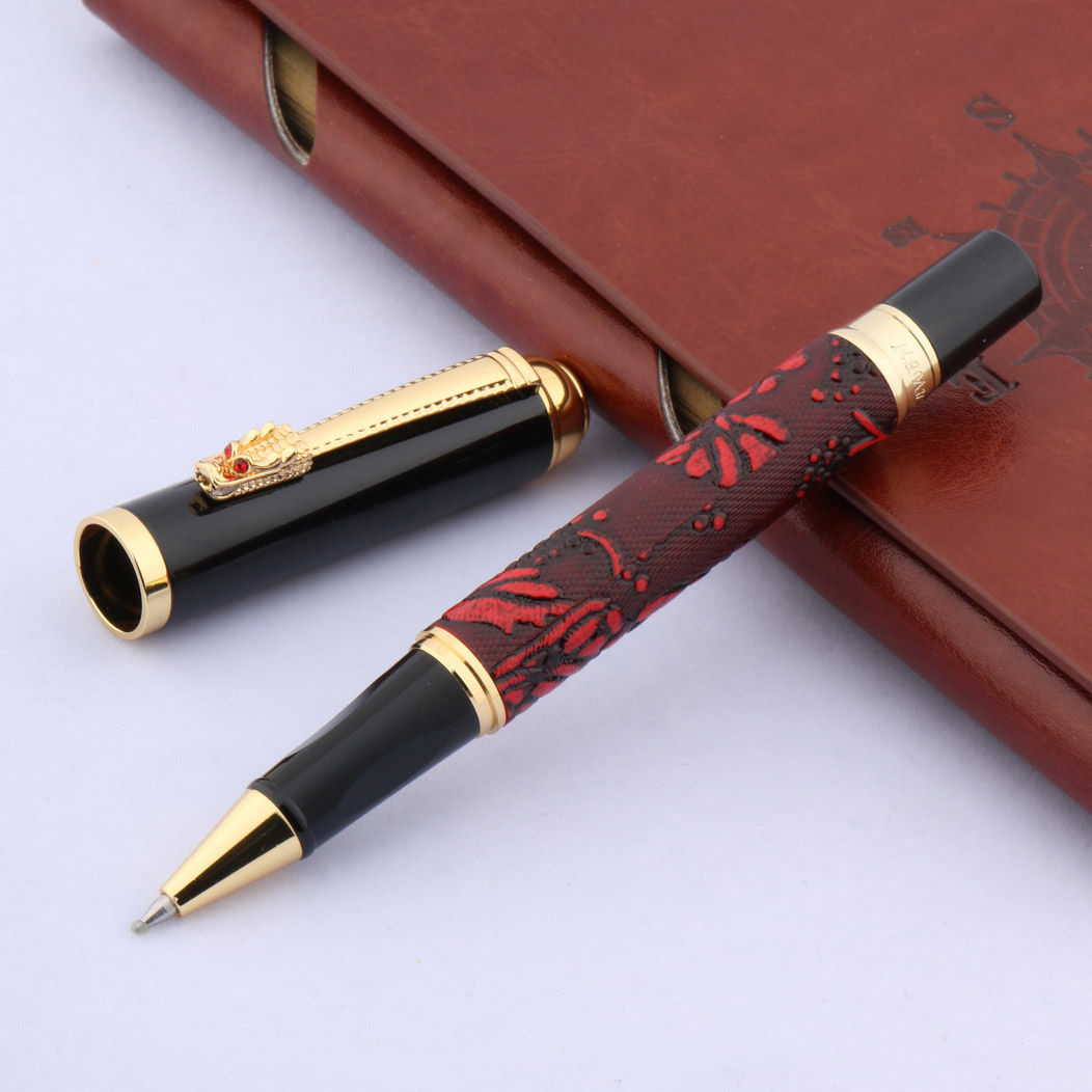 stylo de bureau vin rouge Cortex motif de raisin chinois dragon Twist stylo à bille roulante