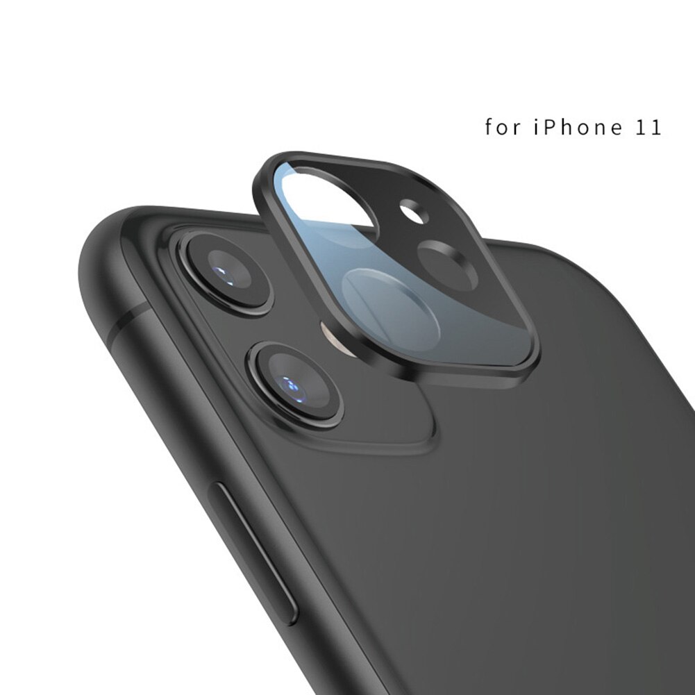 Metal + Tempered Glass Phone Rear Camera Lens Protector Protective Film Cover Case for iPhone 11 Pro Max: Black 1