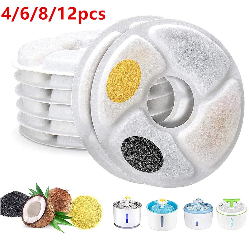 4/6/8/12pcs Pet Fountain Dispenser Filters Replacement Activated Carbon Filter Pet Cat Dog Water Drinking Filter Pet Supplies