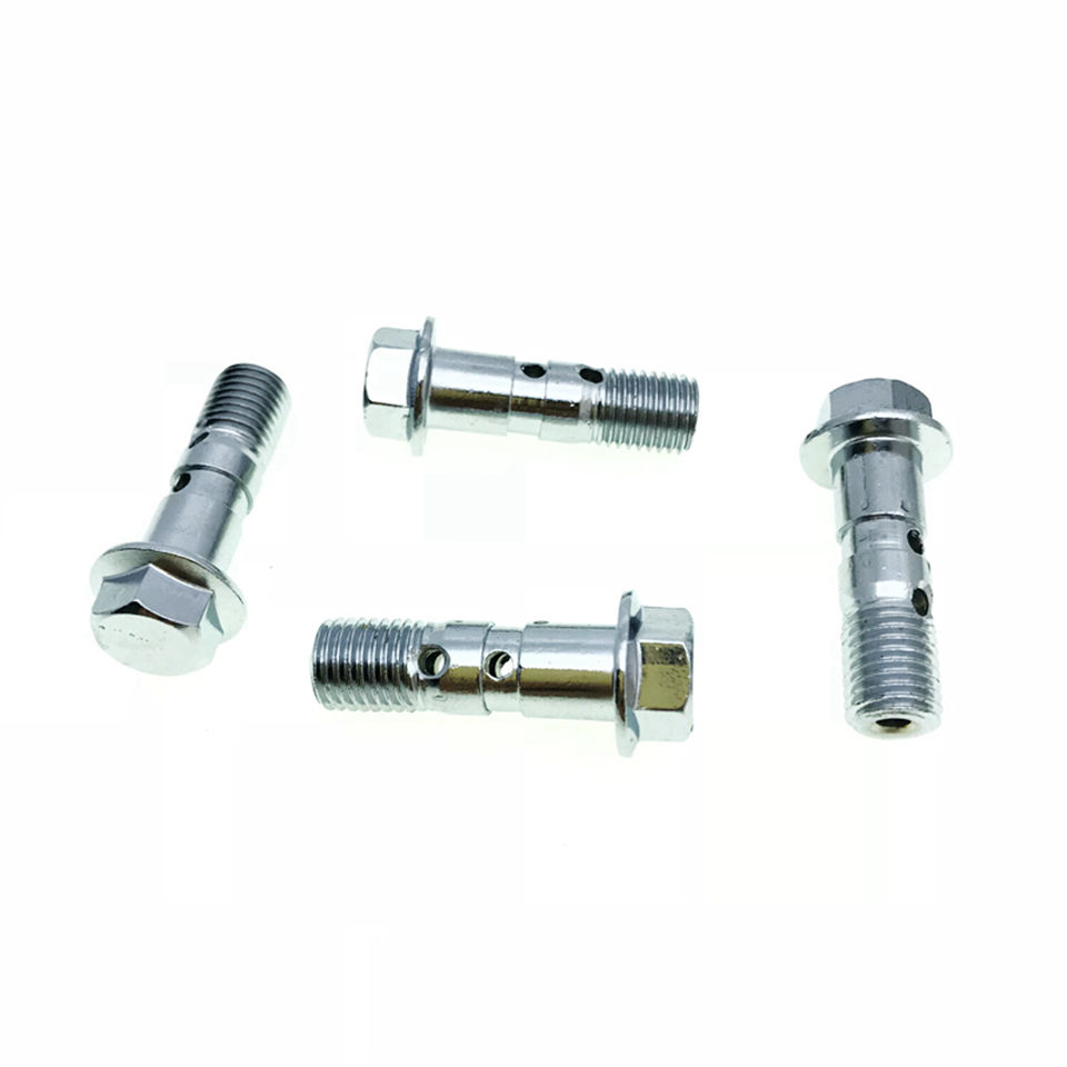 Tornillo de drenaje de aceite para motocicleta, pinza de freno, tornillo doble Banjo, pinza Master, M10x1.25, cromo
