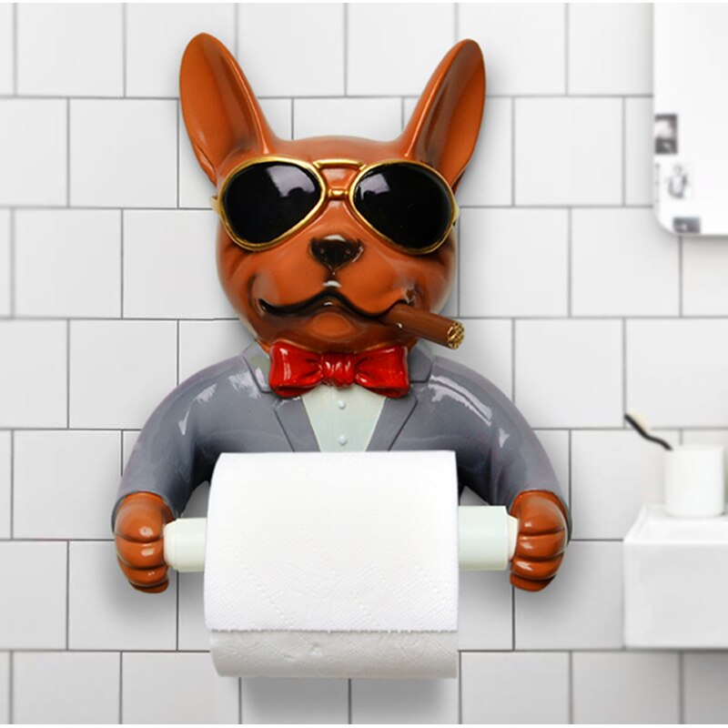 Bakke toiletpapirholder hygiejne harpiks fri punch håndklæde boks husholdning papir håndklæde holder rulle spole enhed hund stil