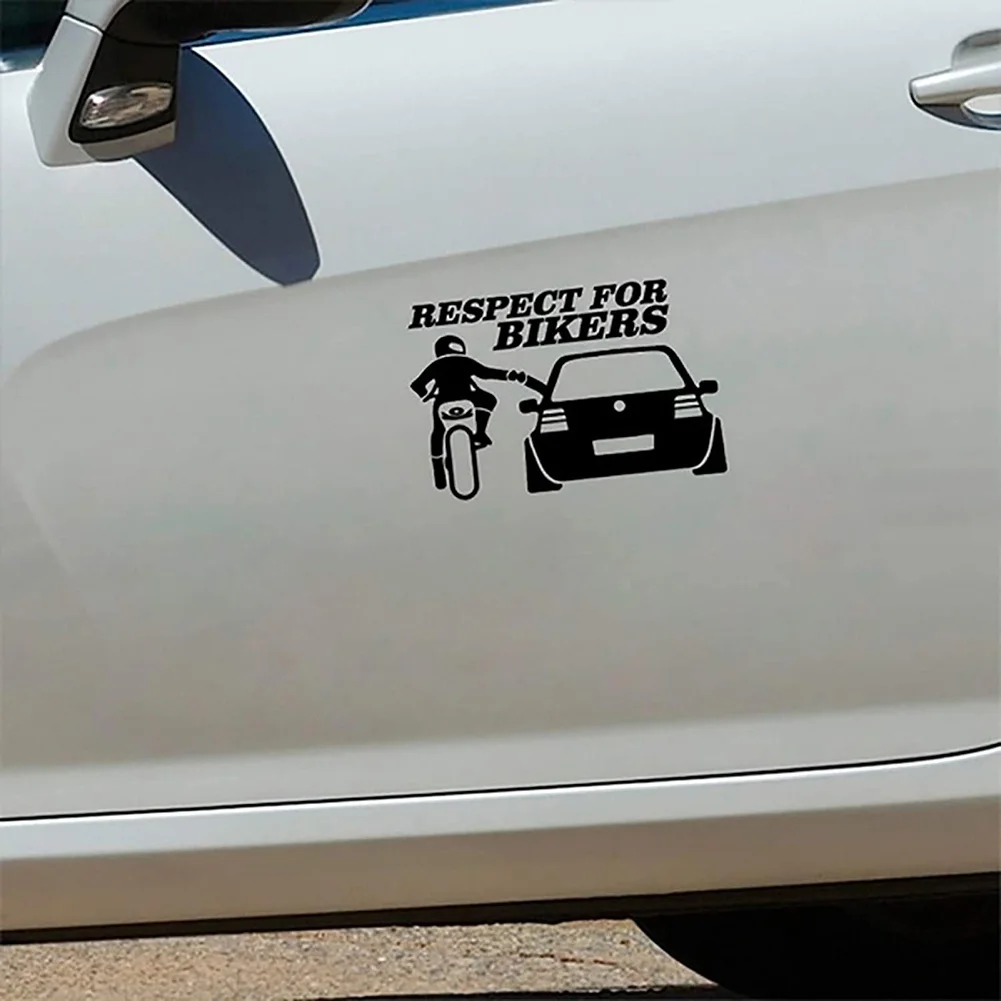 Autocollants de voiture 13x20cm, étiquette de Respect pour les motards, étiquette en vinyle drôle pour poignée de porte de voiture, décalcomanies de carrosserie, accessoires de décoration