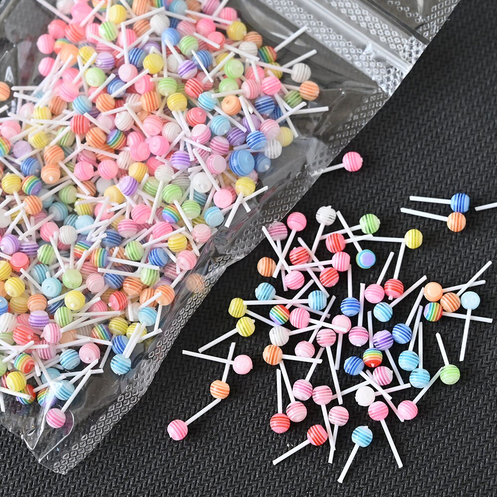 20/50 stk sød slikkepind nail art dekoration harpiks koreansk dejlig slik charms blandet farve sommer mini lolly bonbon manicure dele