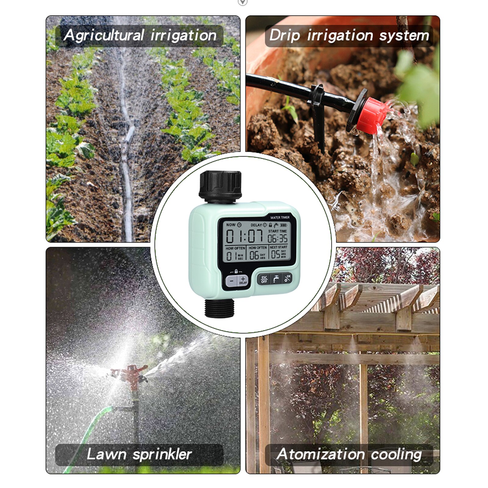 IPX5 Waterproof Smart Automatic Irrigator Controller Garden Water Timer Automatic Drip Irrigation System Controller Child Lock