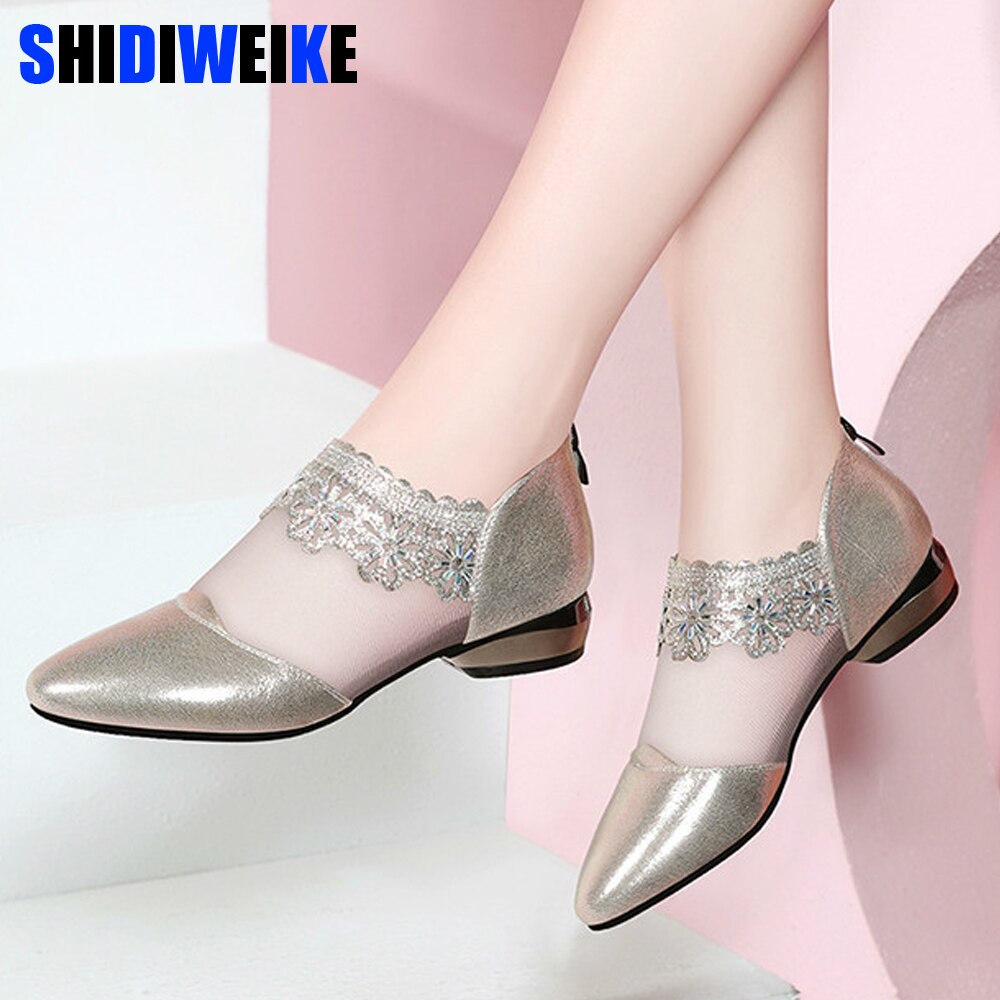 Femmes chaussures Bling Bling bout pointu chaussures plates maille unique chaussures femme mariage chaussures sans lacet chaussures décontractées g017