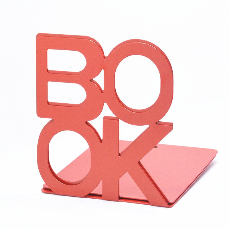 BOOK Alphabet Shaped Metal Book End , Home & Office Bookshelf Bookends as Book Organizer , Desktop Metal Book Stand: Red