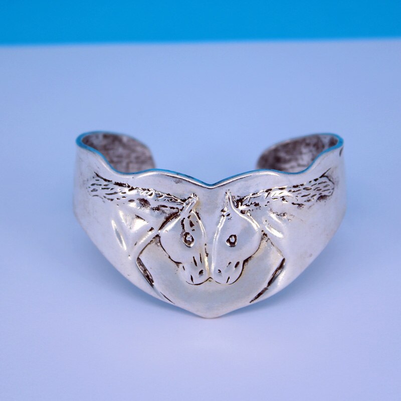 Hzew Twee Liefde Paard Armbanden Cuty Oude Zilveren Kleur Paard Armband Voor Vrouwen: 2