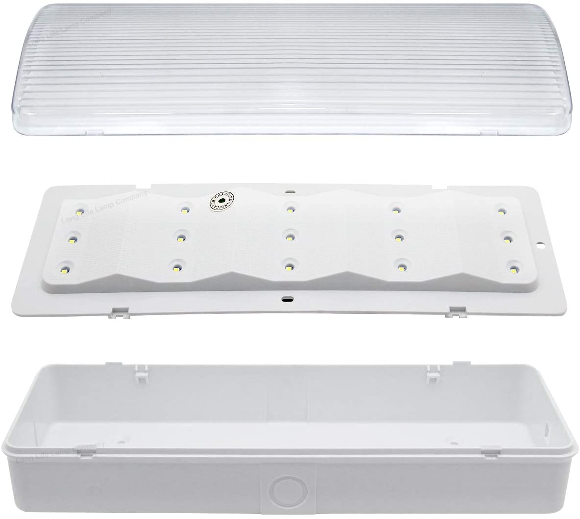 Emergency Fire Exit LED Bulkhead Light with Green Man Sleeve Celling or Wall Mount Maintained or Non Maintained 3 Hours Back Up