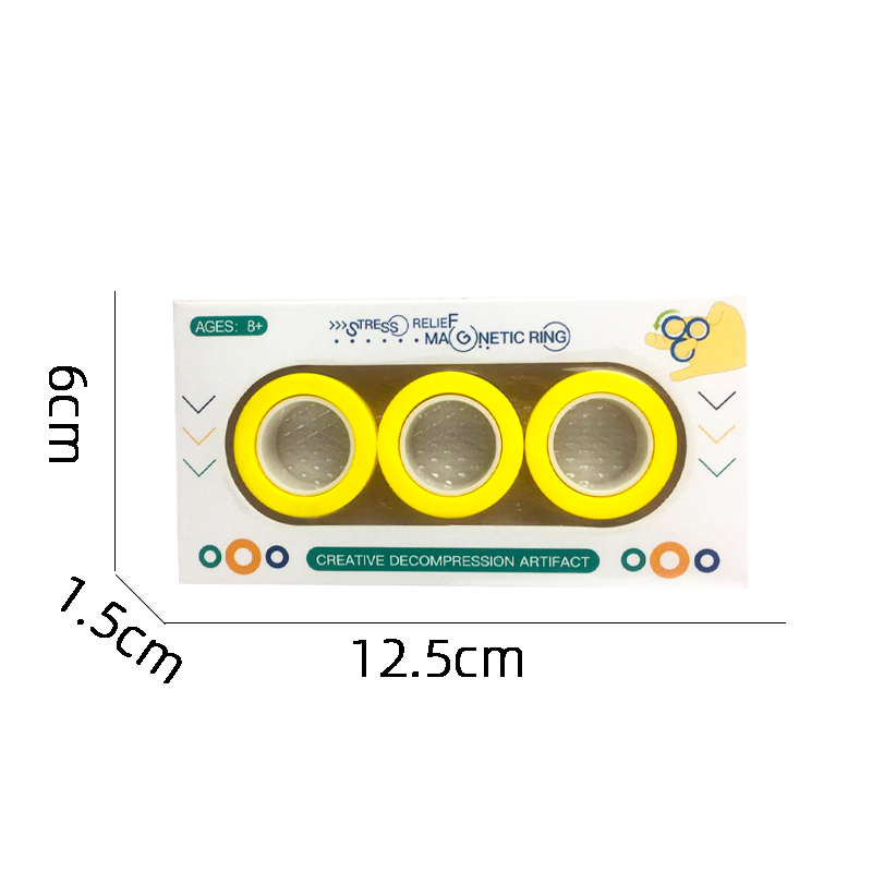 Anillos magnéticos Fidget Toy para adultos, Idea TDAH Ansiedad Juego de juguetes magnéticos Fidget Spinner Anillos para aliviar, para adolescentes: YELLOW