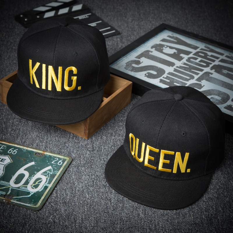 King queen herr baseballhatt för dam vårband king queen broderi par hip-hop platt keps