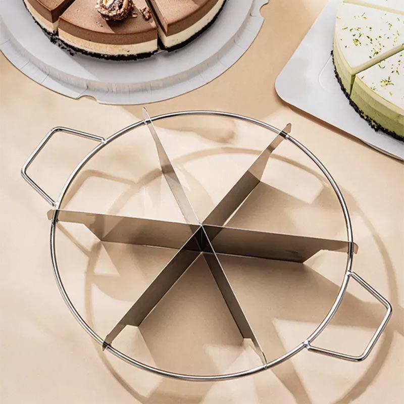 Divisor de pastel de acero inoxidable, cortador de Pizza de 6/7/8 divisiones, rebanador de tarta de queso, pastelería redonda, herramienta de prensa para cortar Pizza y queso