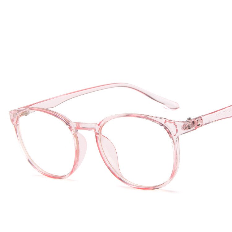 Plastic Glasses Frames Round Female Men Nerd Transparent Optical Frames Computer Glasses Frames: clear pink