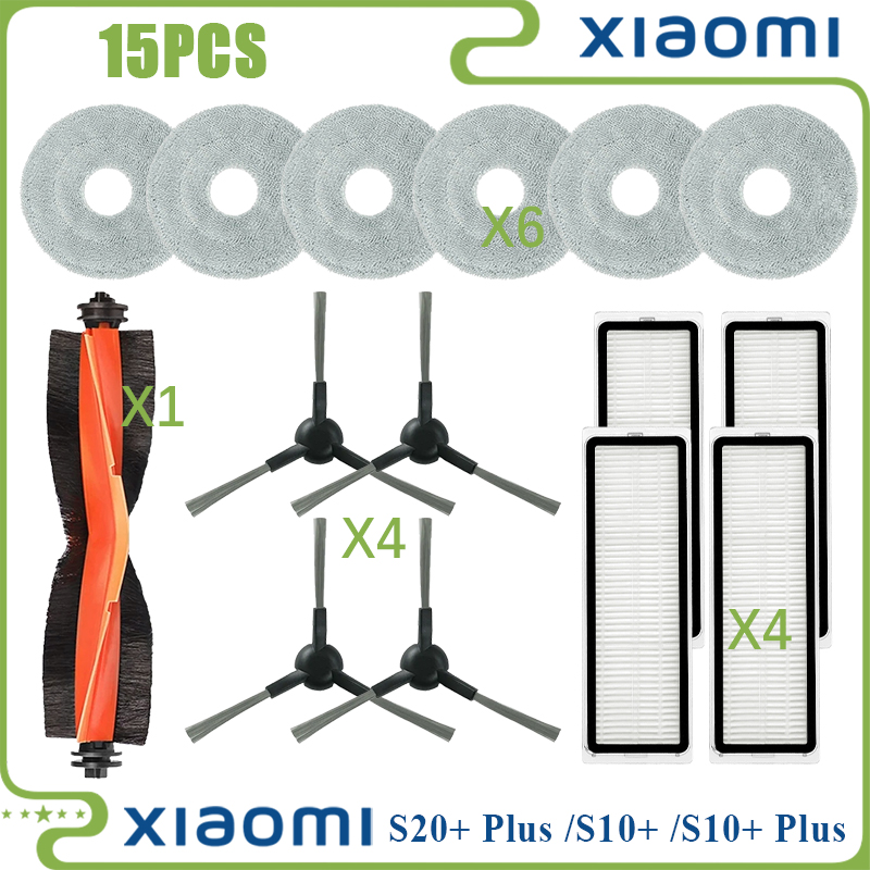 For Xiaomi Robot Vacuum S20+ / S10 Plus / B108GL / B105 / B108CN B113CN Compatible Parts Accessories Filter Main Side Brush Mop: Clear