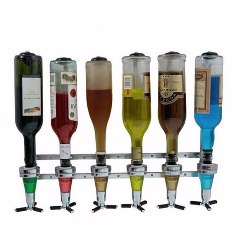 Wall Mounted Wine Liquor Drinks Dispenser Bar Wine Holder 6 Bottles Shots Stand Machine Bar Tool For Beer Soda Coke Fizzy Soda