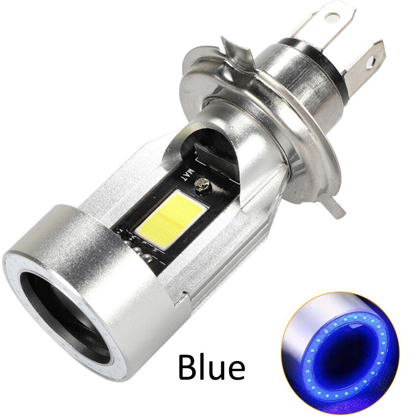 Motorfiets koplampen  h4 leds grootlicht moto  hs1 led koplamp motorfiets leds lampen 12v-80v 2000lm met angel eyes: Engelenoog blauw