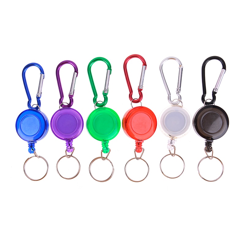 1Pcs Mulitifunctionele Multicolor Badge Reel Intrekbare Sleutelhanger Id Kaarthouder Sleutelring Stalen Koord