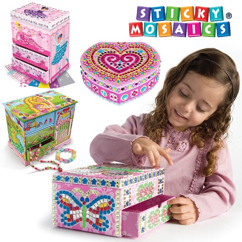DIY Girls Jewel Case Sticker Toys Colorful Pattern Beads
