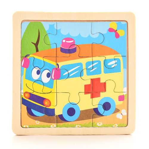 Baby Wooden Montessori Puzzle Child Game Wooden Puzzle 3D Cartoon Animal Puzzle Babies Toys Puzzles For Kids 1 2 3 Year Old: Ambulance