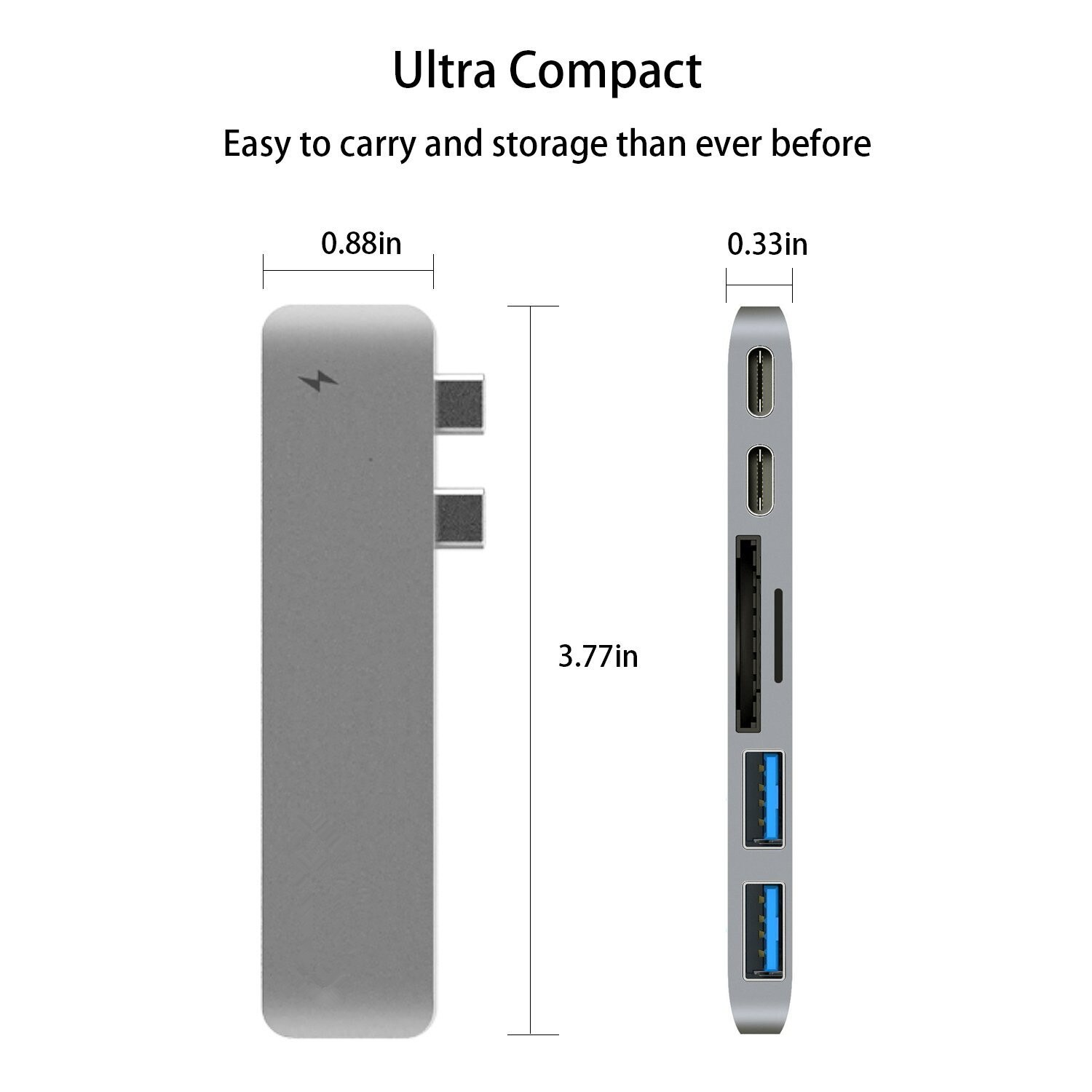 Lettore da centro a scheda di tipo C adattatore USB C centro 3.0 combinato con fessura SD per 13 &quot;e 15&quot; nuovo MacBook pro 2016/2017