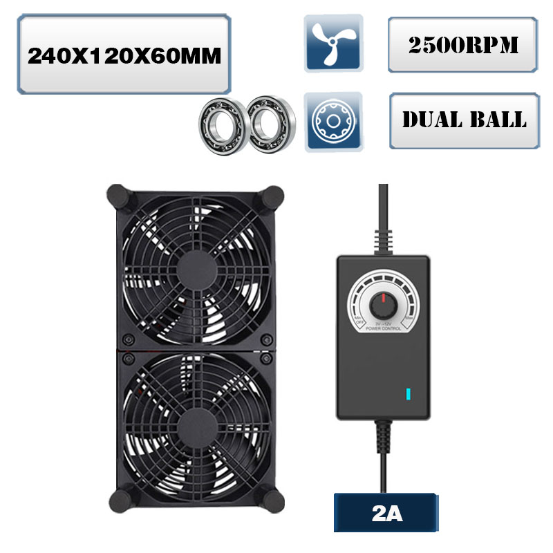 Routerfläkt tv-boxfläkt 120mm 240mm 360mm gör-det-själv-tv-boxkylfläkt med hastighetsregulator 80v-240v & skyddande nät skrivbordskylfläkt: 2mm / Guld-
