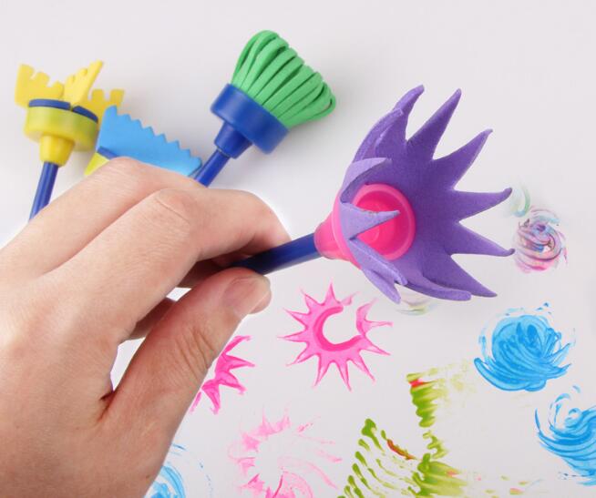 DIY flor Graffiti esponja arte suministros brochas sello pintura herramientas divertido dibujo juguetes divertido juguete para niños 4 unids/set