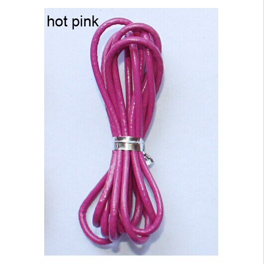 10 metri/lotto Dia 2mm Rotondo 100% Genuino Cavo di Cuoio per Gioielli FAI DA TE Fare Braccialetto Della Collana Del Cavo Accessori F593: hot pink