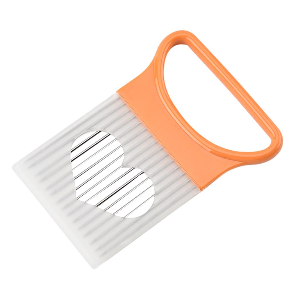 Rivare i rostfritt stål skärmaskiner köksredskap skärhjälpmedel hållare tomatlök skärare grönsaksfruktskärare 10.7*8cm: Orange