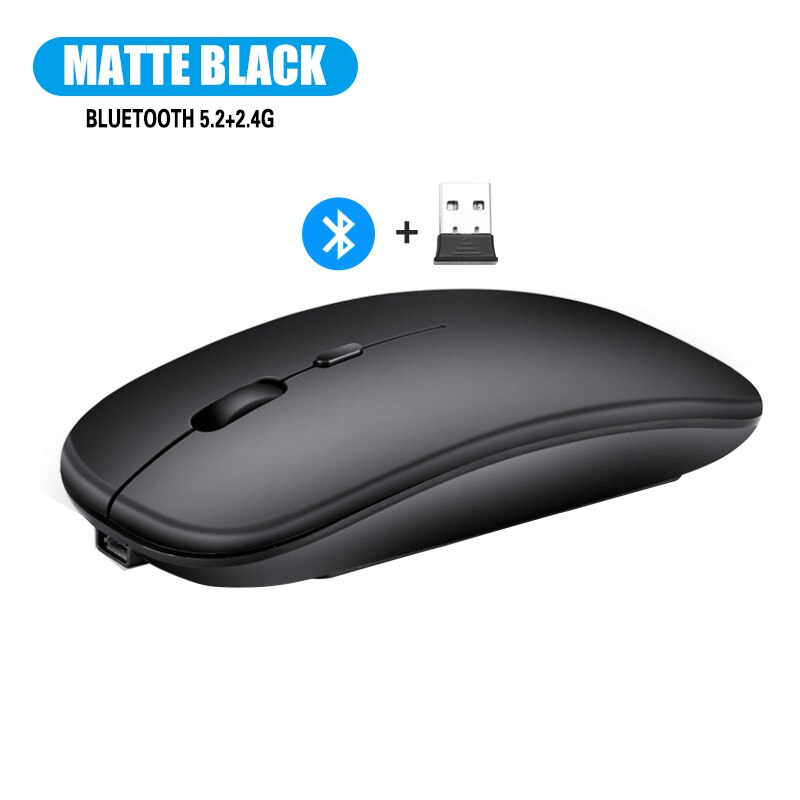 Wireless Mouse 2.4Ghz USB RGB Bluetooth 5.2 Mouse Wireless Computer Silent Mause LED Backlit Ergonomic Gaming Mouse For Laptop: Bluetooth black