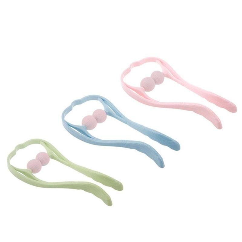 Neck Massager Therapy Neck and Shoulder Dual Trigger Point Roller Self-Massage Tool Relieve Hand Pressure Deep Massage