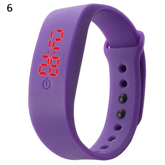 Sales! Aankomst Vrouwen Mannen Siliconen Band Band Digitale Led Display Armband Pols Sport Horloge: Paars