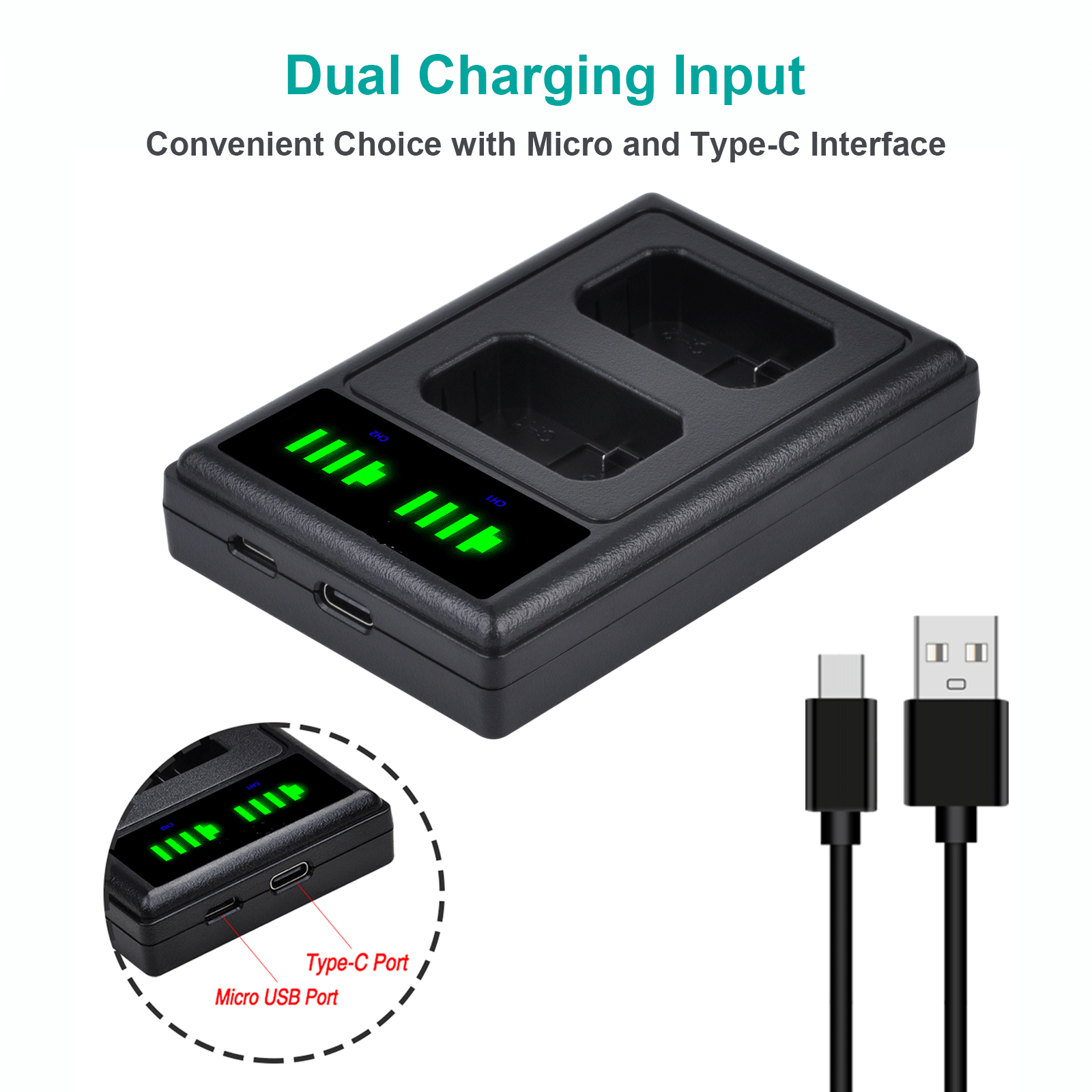 NP-FW50 Battery for Sony ZV-E10 ZVE10 Alpha a6500 a6300 a6000 a5000 a3000 NEX-3 a7R, USB Charger for NPFW50