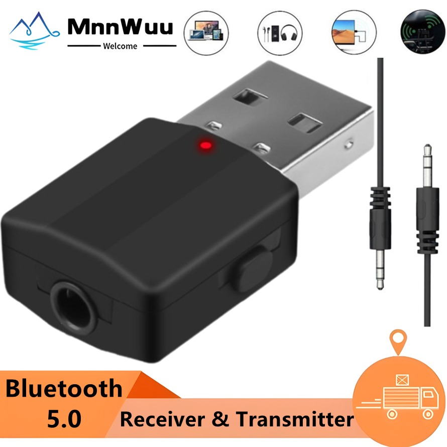 Ricevitore trasmettitore Bluetooth USB Adattatore Bluetooth USB wireless 2 in 1 Jack AUX da 3,5 mm per PC Musica per auto Cuffie TV stereo AUX
