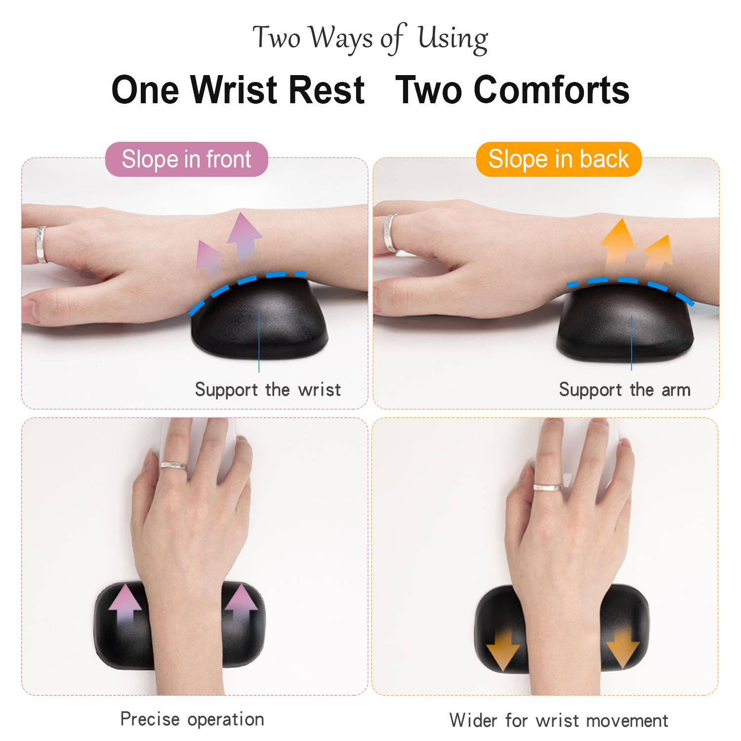 EXCO Silicone Mouse Wrist Rest Support Ergonomic Leather Surface Hand Rest Pad Cushion Non-Slip PU Base for Gaming Office Laptop