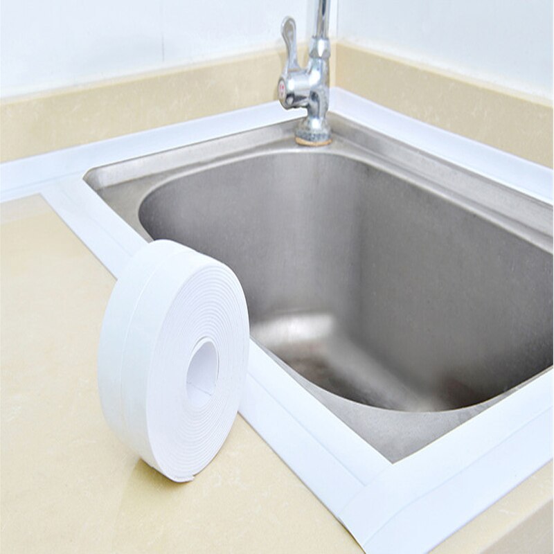 Pegatina de cerámica antihumedad de 3,2 m * 2,2 cm para cocina, autoadhesiva de PVC, adhesivo para esquina de pared de baño, pegatinas para fregadero