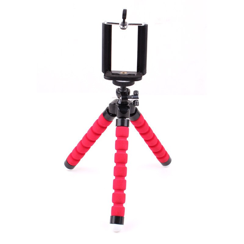 Flexible Octopus Tripod Bracket Selfie Stand Mount + Wireless Bluetooth Timer Remote Shutter Button For IPhone 6 7 SamsungS6: Red