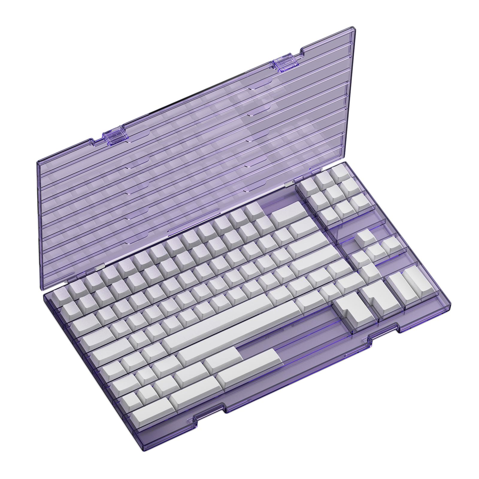 Transparent Keycap Storage Box With Cover DIY Keycaps Set Display Organizing Lids Bins Sheet Keyboard Profile Collection Case: Purple for Cherry