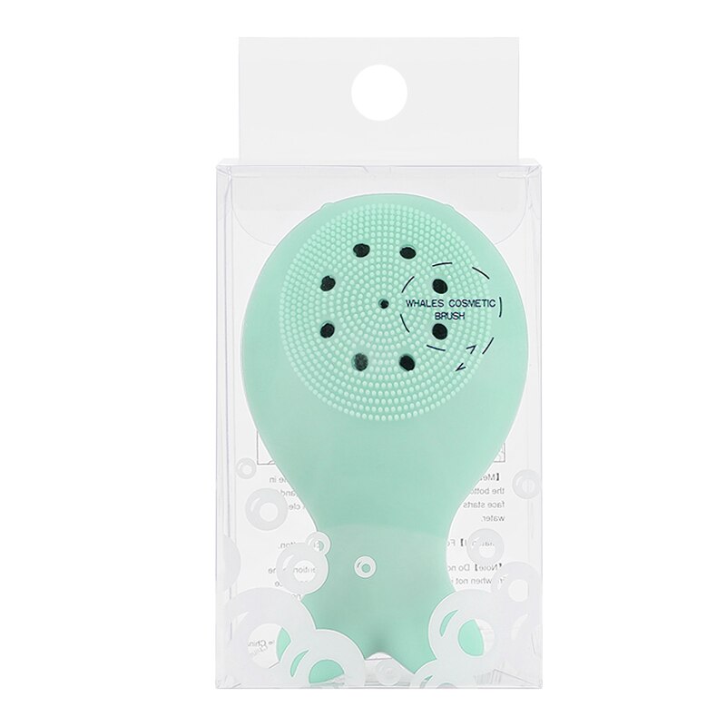 1pcs Silicone Small Whale Wash Brush Whale Cleansing Brush Cleansing Instrument Clean Nose Brush Cleansing Tool: Light Green(box)