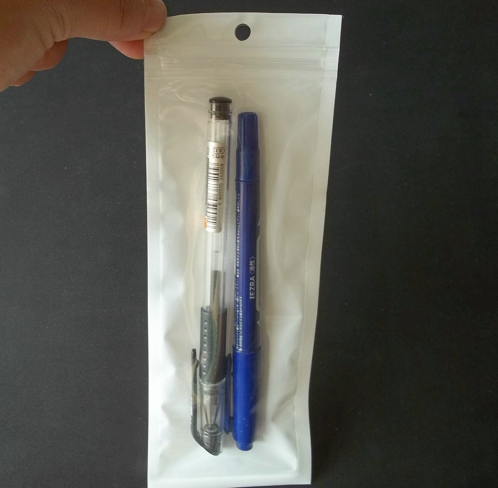 100pcs/lot White / Clear Self Seal Zipper Plastic Retail Packaging Packing Bag, Zip Lock Storage With Hang Hole Package Bags