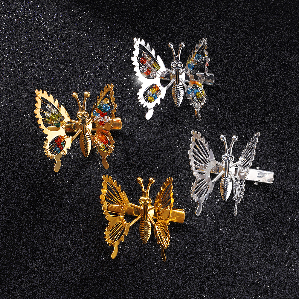 Horquilla de mariposa para mujer y niña, accesorios de Metal, Clip LATERAL de mariposa temblorosa, tocado con horquillas de mariposa móvil, 2/4 Uds.
