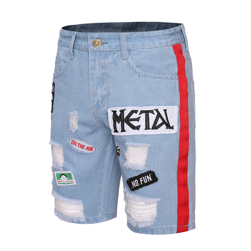 Herr slitna korta jeans märkeskläder sommar korta byxor shorts andas jeansshorts manliga