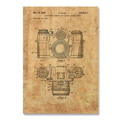 Vintage Camera Patent Poster Wall Art Print, Antieke Camera Canvas Schilderij Retro Blauwdruk Muur Foto Fotografie Decoratie: 13x18 cm No Frame / 04