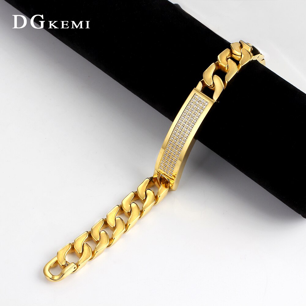 Hip Hop Multi-layer Crystal Men's Rapper Bracelet Full Rhinestone Pave Gold Color Miami Cuban Link Chain Bracelets Men Jewelry