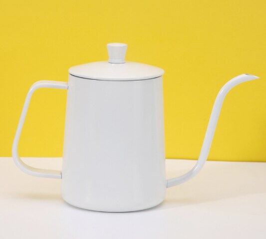 Drip Kettle 350ml 600ml Coffee Tea Pot Non-stick Coating Food Grade Stainless Steel Gooseneck Drip Kettle Swan Neck Thin Mouth: white 350ml