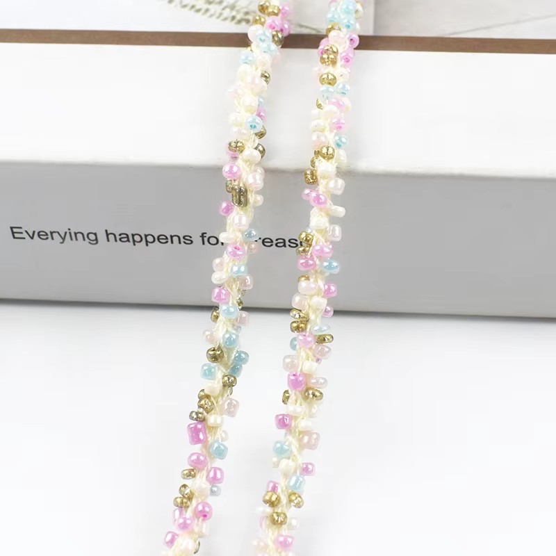 1/2/4/8M 5mm Kralen Kant Trim Lint Glas Kraal Koord Gordijn Trouwjurk decoratieve Ketting Portemonnee Veters Kleding Rand Versieringen: Black Nickel / L