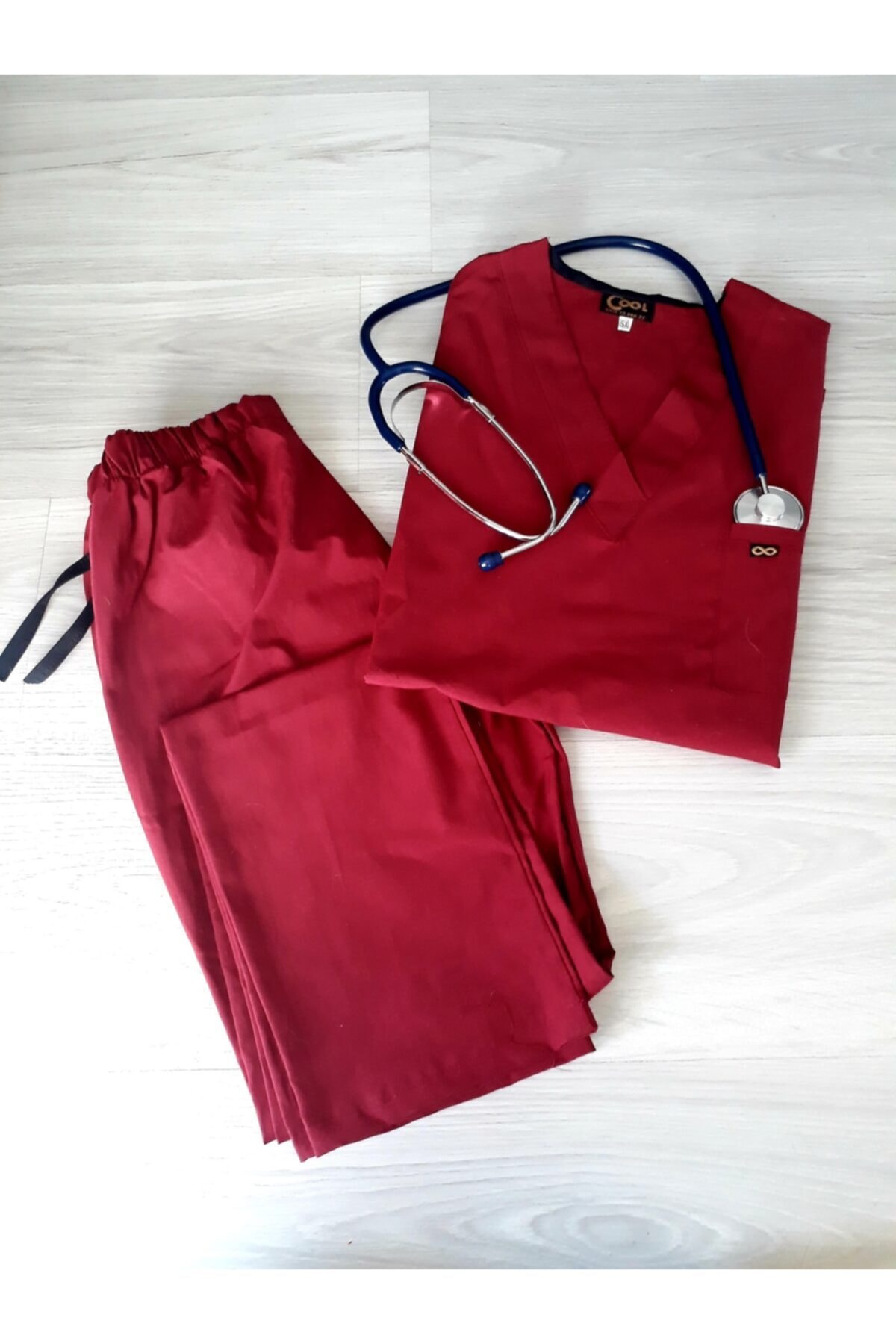 Uniforme de enfermera rojo borgoña, uniforme de negocios, 45