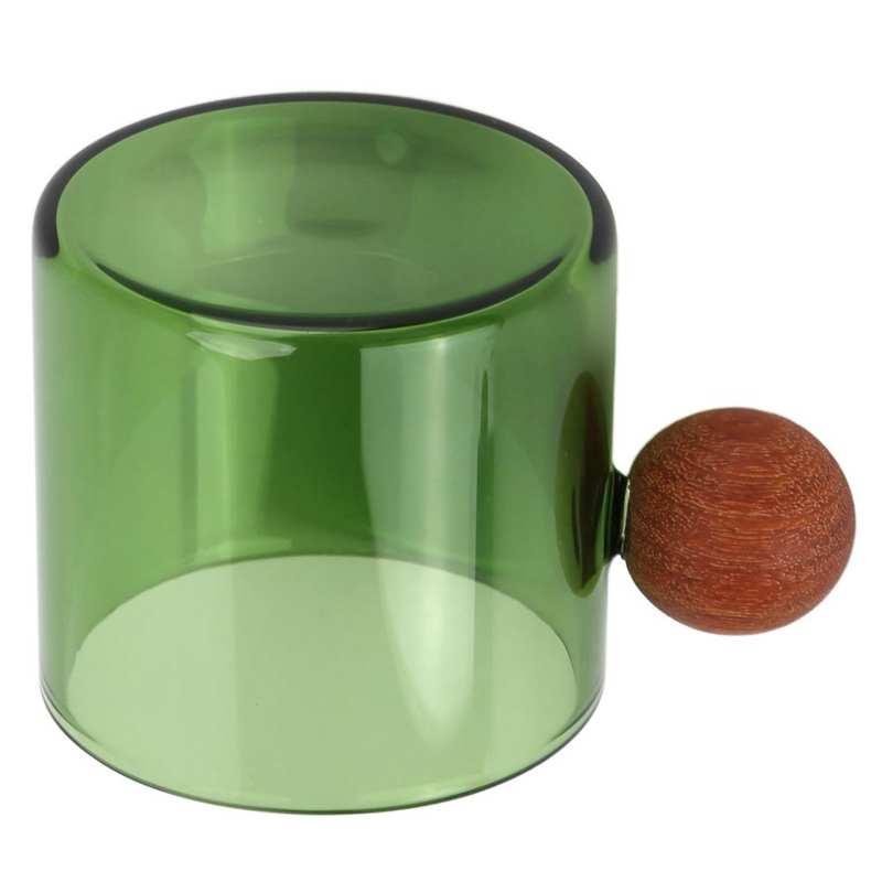 120ml Glass Coffee Cup Clear Heatproof Glass Coffee Mug with Wooden Ball Handle for Office Bar Party Coffee Cup